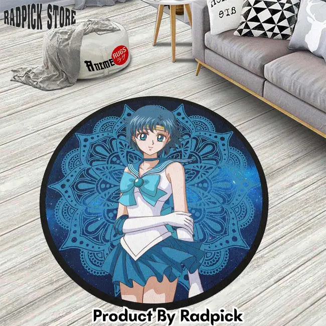 Sailor mercury round rug custom sailor moon anime circle carpet  rp5959681
